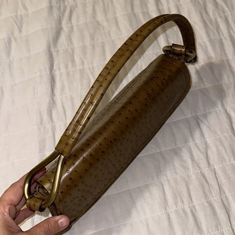 BUENO Faux Leather Tan Light Brown Ostrich Textured Hobo Bag